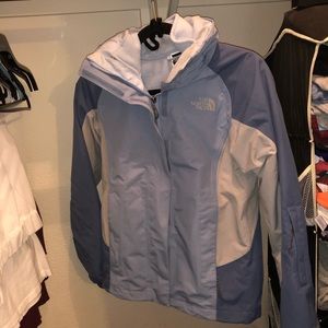 Light blue north face ski jacket